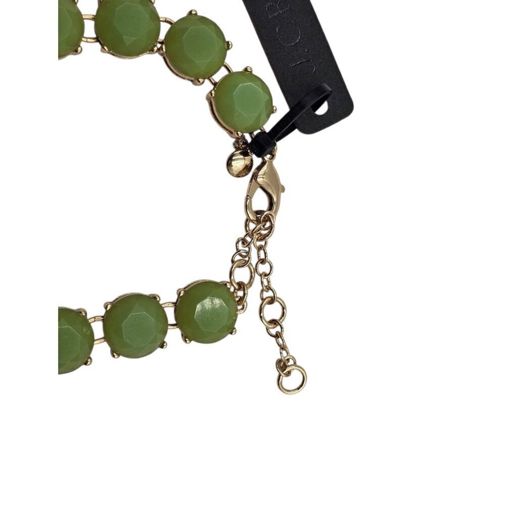 New - J. Crew 17” Long Crystal Resin Green Statement Necklace - Picture 6 of 8
